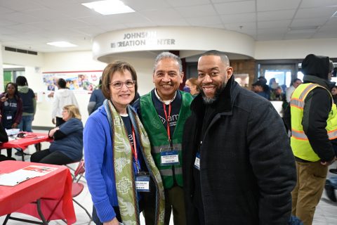 Rosanne and Carmelo Mercado (Lake Union general vice president), Neville Lendor (pastor, Detroit City Temple) greeted clinic attendees as they were checked in.