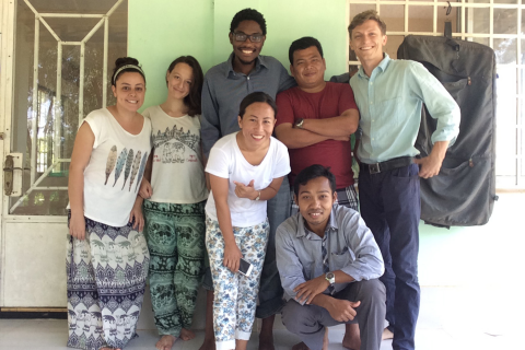 Stephen with people from the community in Cambodia. | Courtesy Stephen Erich