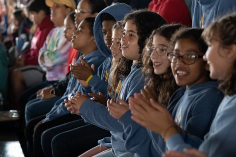 Pathfinders gather for morning worship. Photo: Samuel Girven
