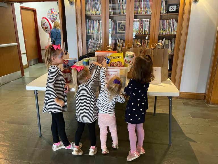 Hinsdale Community Preschool students gathered donations for the micropantry, demonstrating their commitment to the community.