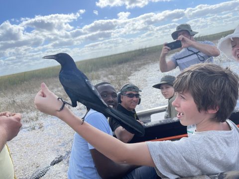 A student gets a front seat in the classroom of nature on the biology trip to Florida. [Stacy Gusky]