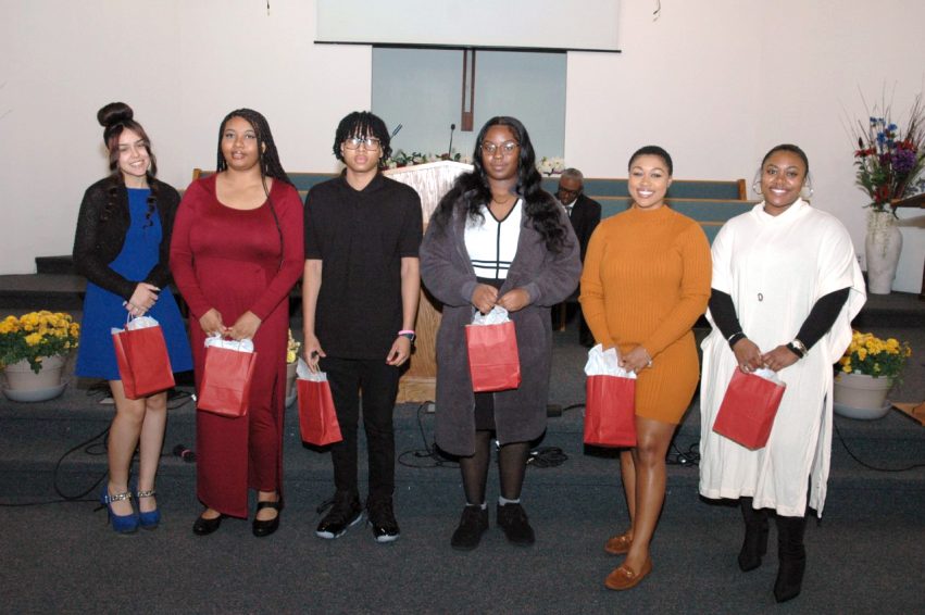 Graduates (l-r) – Hailey Daniels, Kyera Lee, Javion Lee, Jasmine Hall, Gayle Springer, Elyse Springer. Not pictured: Natalie Blake. Photo credit: Clint Springer