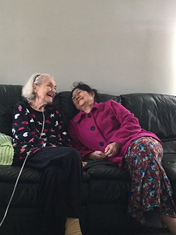 Grandma Jeanette (Jeanette Griffith) and the author’s mother, Than Than Aye, visit in Fort Wayne, Indiana, in 2019, shortly before Griffith’s death.