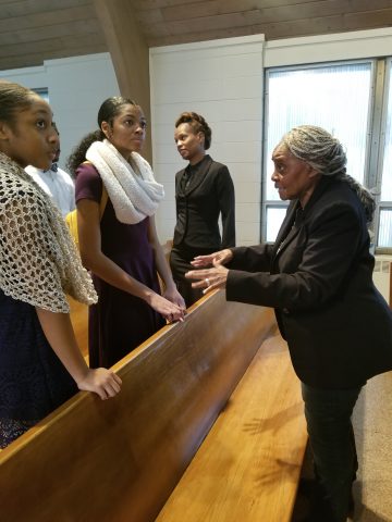 Mayor Perkins talking to Maywood Youth after the service