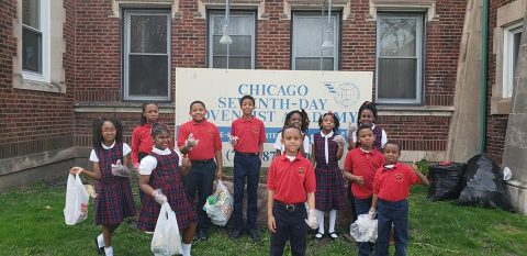 Chicago Seventh -day Adventist Academy students after their trash pickup