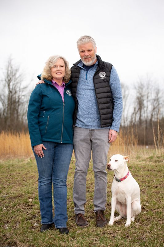 Charlie and Trish Thompson with their pound puppy, Boo.