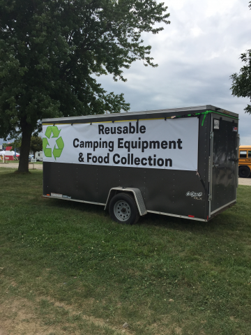 Trailer parked on the grounds of the Pathfinder camporee