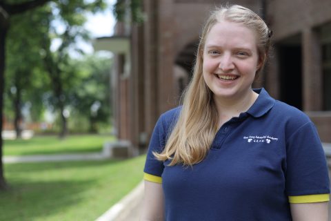 Rachel Heffelfinger teaches science classes at Hong Kong Adventist Academy. Credit: Sarah Gordon