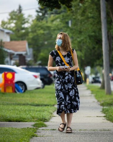 Michigan Youth Rush member canvasses in a neighborhood in Dearborn, Mich., home to the largest population of Arab Americans in the United States. Photo credit: Jeffrey Saelee