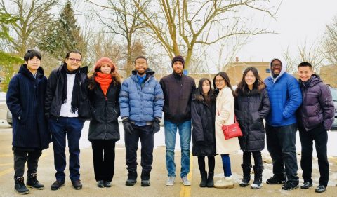 Nant (fourth from left) participated with REVIVE in an outreach service in winter 2019. Photo credit: Zechariah Li