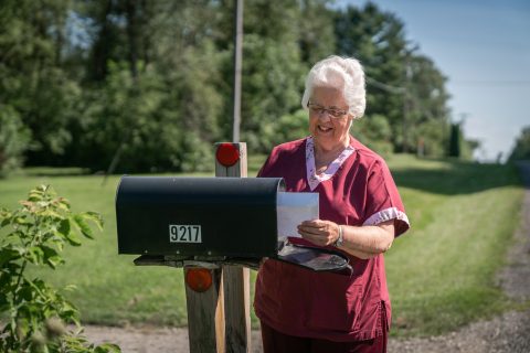 Pioneer Memorial Church member Marilyn Butler, an 80-year-old retiree, has corresponded with prisoners for the last six years. Photo credit: Christina Rogers