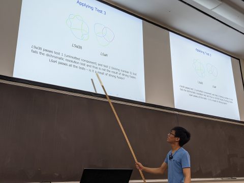 Jonathan Homan presenting his research on the campus of Andrews University, photo credit Anthony Bosman