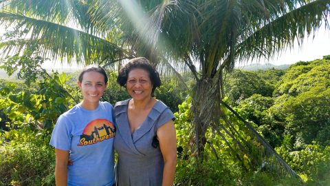 Melissa and Palau's Queen Bilung Gloria Salii.